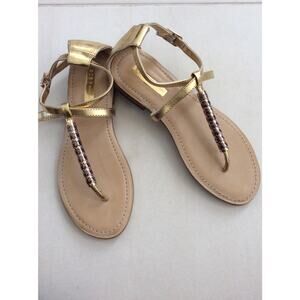 BCBGeneration Balan Flat Sandals Thongs Gold Metallic
